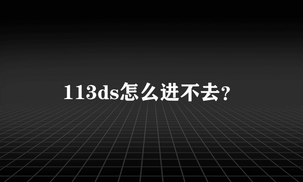 113ds怎么进不去？