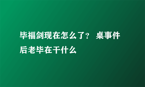 毕福剑现在怎么了？ 桌事件后老毕在干什么