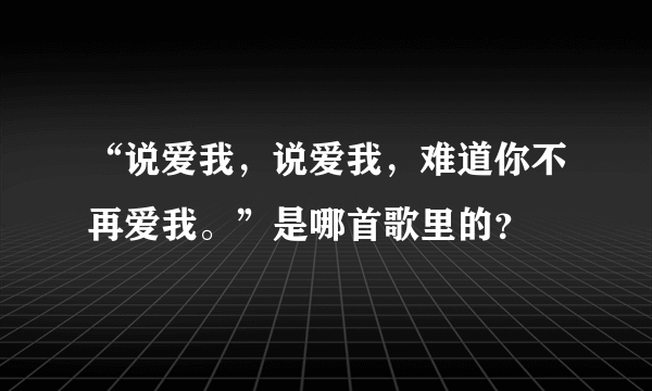 “说爱我，说爱我，难道你不再爱我。”是哪首歌里的？