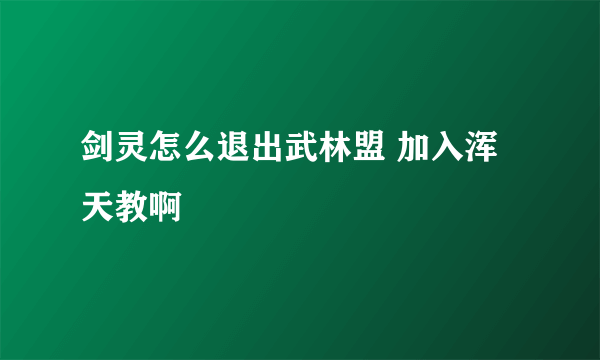 剑灵怎么退出武林盟 加入浑天教啊