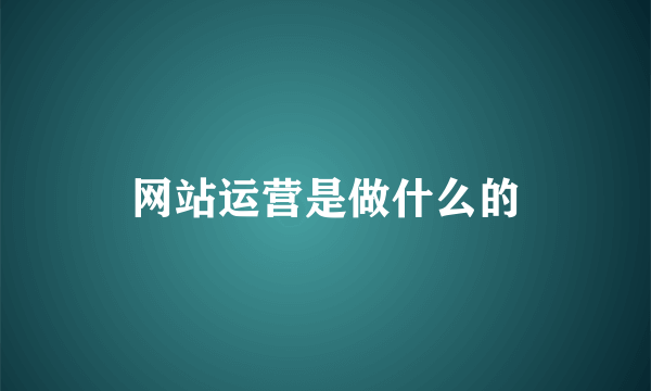 网站运营是做什么的