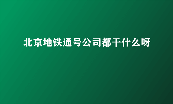 北京地铁通号公司都干什么呀