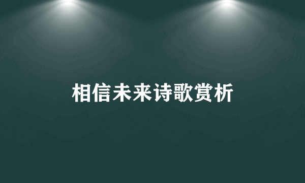 相信未来诗歌赏析