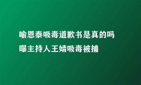 喻恩泰吸毒道歉书是真的吗 曝主持人王婧吸毒被捕