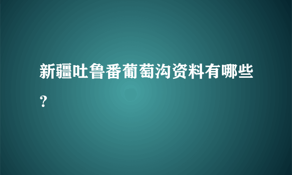 新疆吐鲁番葡萄沟资料有哪些？