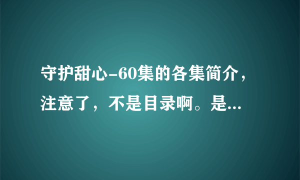 守护甜心-60集的各集简介，注意了，不是目录啊。是简介。只要30-60集的。