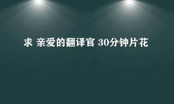 求 亲爱的翻译官 30分钟片花