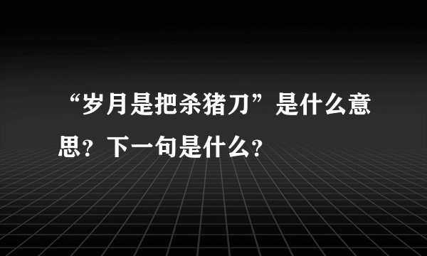 “岁月是把杀猪刀”是什么意思？下一句是什么？