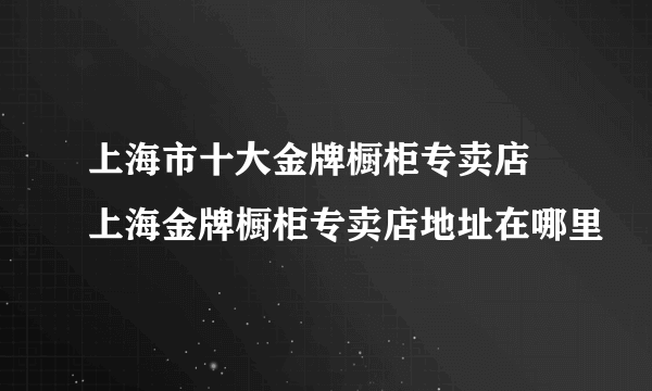 上海市十大金牌橱柜专卖店 上海金牌橱柜专卖店地址在哪里