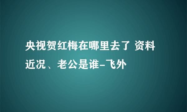 央视贺红梅在哪里去了 资料近况、老公是谁-飞外