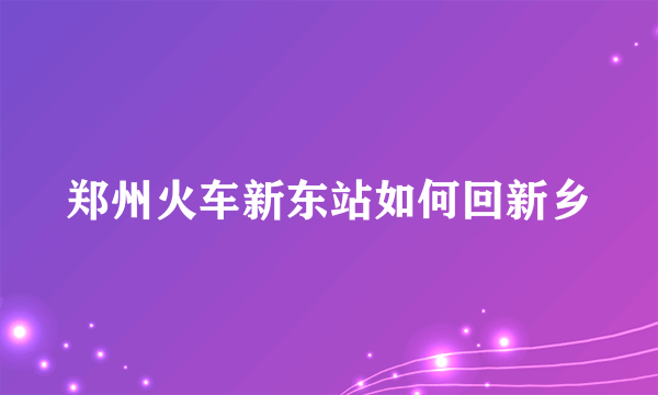 郑州火车新东站如何回新乡