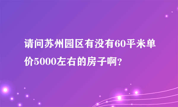 请问苏州园区有没有60平米单价5000左右的房子啊？