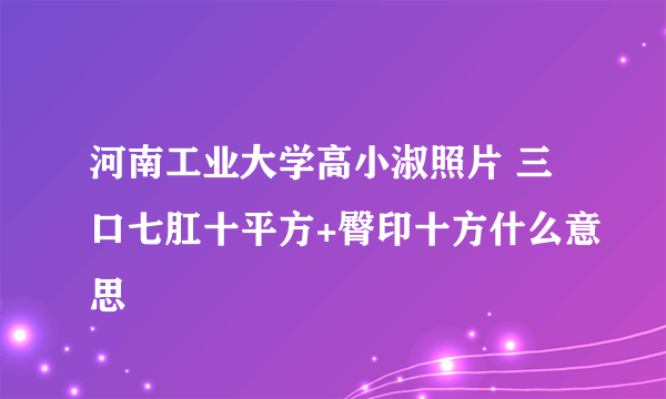 河南工业大学高小淑照片 三口七肛十平方+臀印十方什么意思