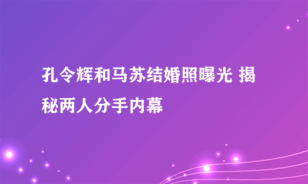 孔令辉和马苏结婚照曝光 揭秘两人分手内幕