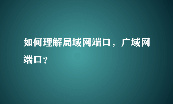 如何理解局域网端口，广域网端口？