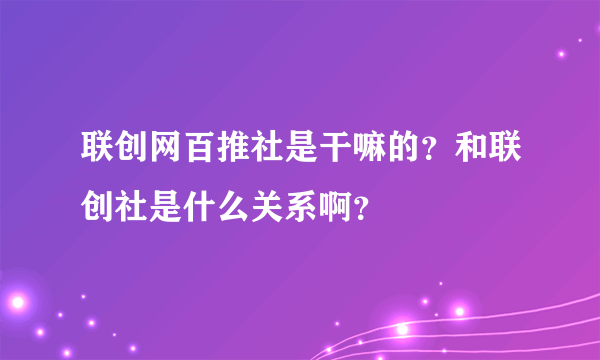 联创网百推社是干嘛的？和联创社是什么关系啊？