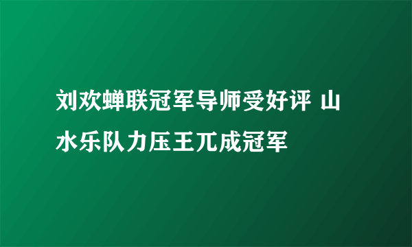 刘欢蝉联冠军导师受好评 山水乐队力压王兀成冠军