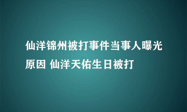 仙洋锦州被打事件当事人曝光原因 仙洋天佑生日被打