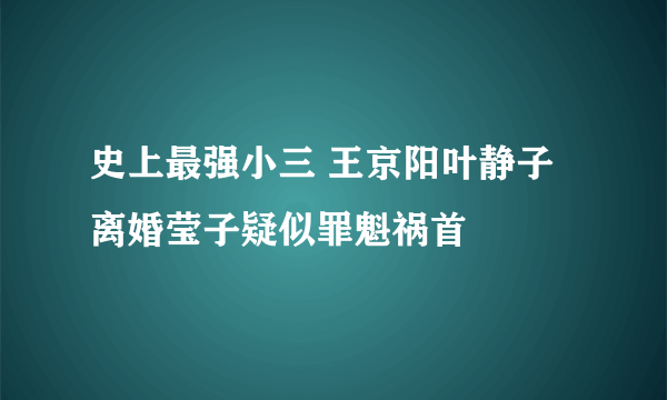 史上最强小三 王京阳叶静子离婚莹子疑似罪魁祸首