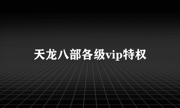 天龙八部各级vip特权