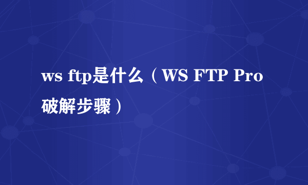 ws ftp是什么（WS FTP Pro破解步骤）