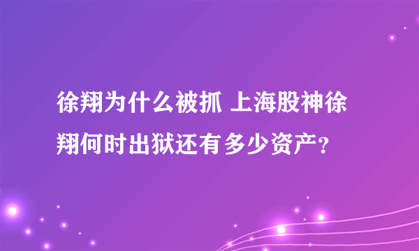 徐翔为什么被抓 上海股神徐翔何时出狱还有多少资产？