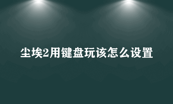 尘埃2用键盘玩该怎么设置