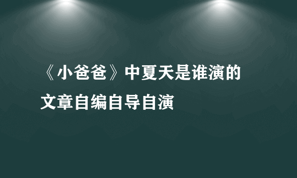 《小爸爸》中夏天是谁演的 文章自编自导自演