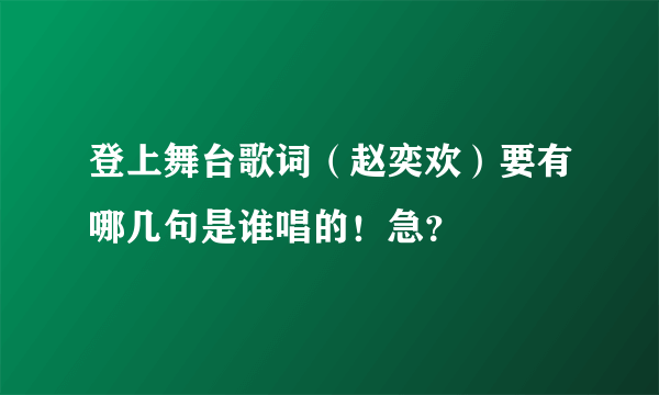 登上舞台歌词（赵奕欢）要有哪几句是谁唱的！急？