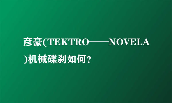 彦豪(TEKTRO——NOVELA)机械碟刹如何？