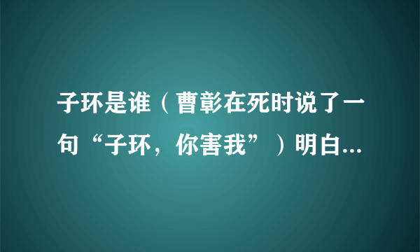 子环是谁（曹彰在死时说了一句“子环，你害我”）明白人请回答‘？