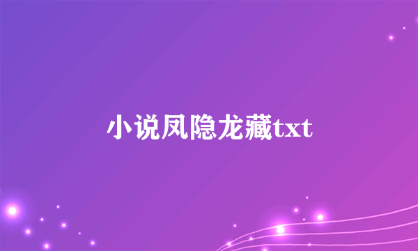 小说凤隐龙藏txt