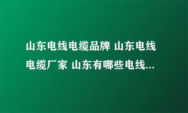 山东电线电缆品牌 山东电线电缆厂家 山东有哪些电线电缆品牌【品牌库】