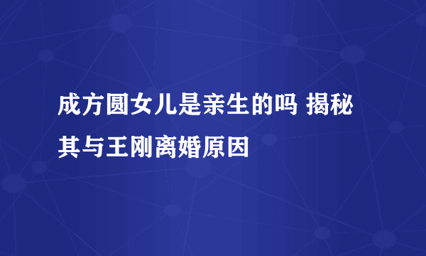 成方圆女儿是亲生的吗 揭秘其与王刚离婚原因