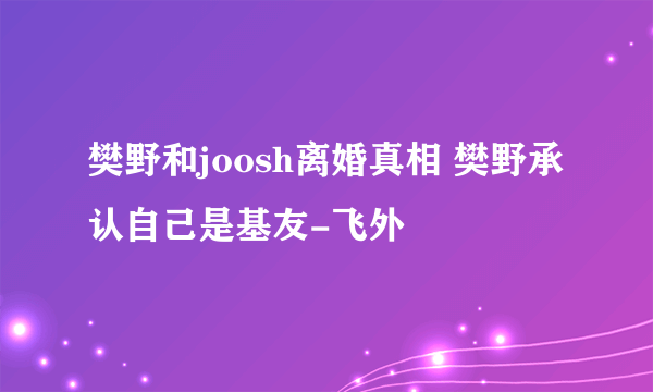 樊野和joosh离婚真相 樊野承认自己是基友-飞外