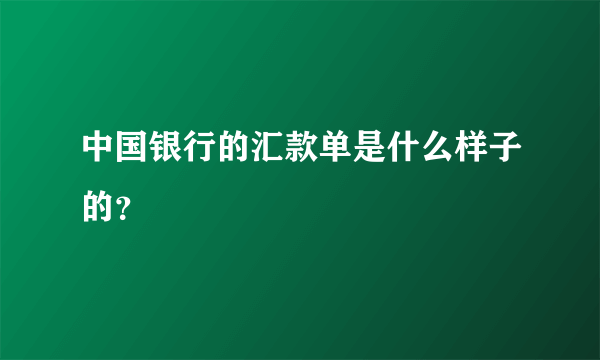 中国银行的汇款单是什么样子的？