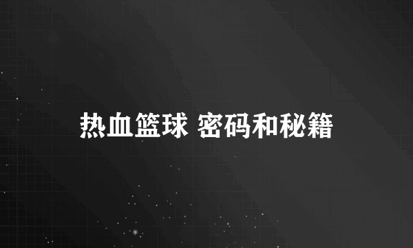 热血篮球 密码和秘籍