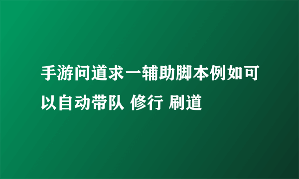 手游问道求一辅助脚本例如可以自动带队 修行 刷道