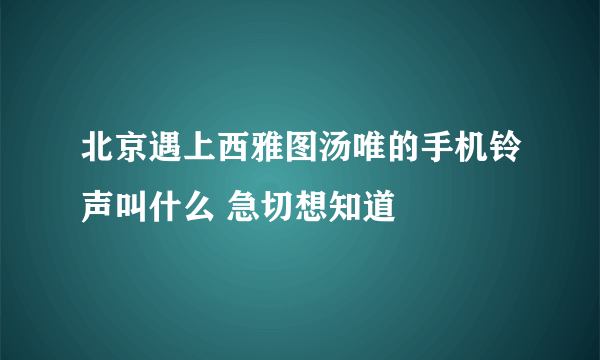 北京遇上西雅图汤唯的手机铃声叫什么 急切想知道