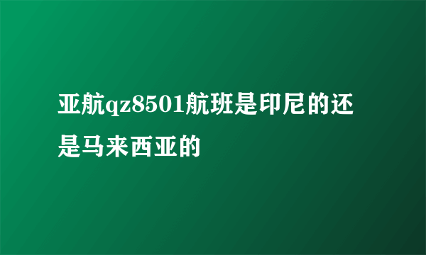 亚航qz8501航班是印尼的还是马来西亚的