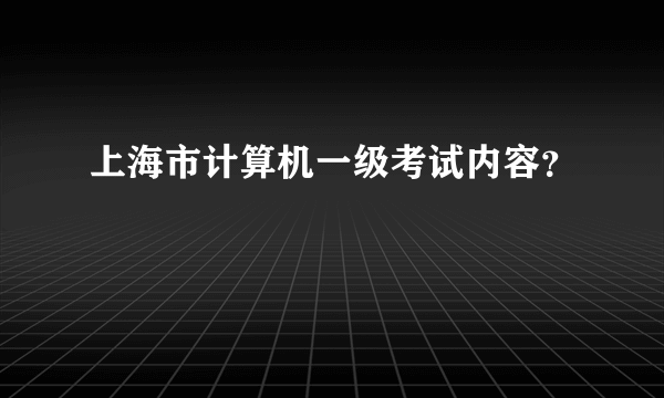 上海市计算机一级考试内容？