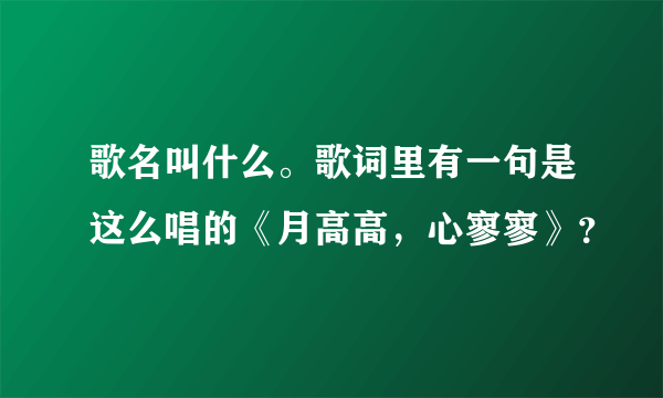 歌名叫什么。歌词里有一句是这么唱的《月高高，心寥寥》？