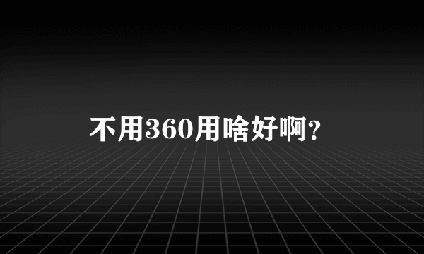 不用360用啥好啊？