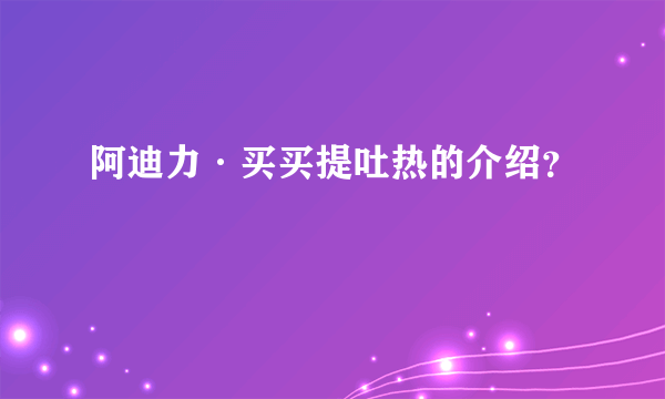 阿迪力·买买提吐热的介绍？