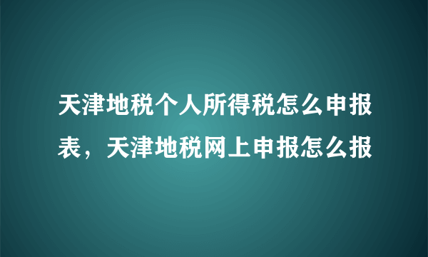 天津地税个人所得税怎么申报表，天津地税网上申报怎么报