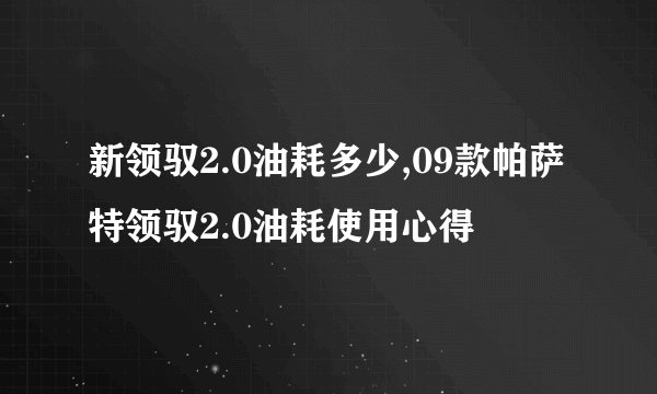 新领驭2.0油耗多少,09款帕萨特领驭2.0油耗使用心得