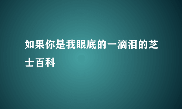 如果你是我眼底的一滴泪的芝士百科