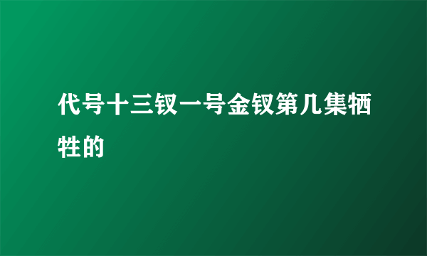 代号十三钗一号金钗第几集牺牲的