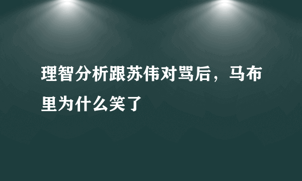 理智分析跟苏伟对骂后，马布里为什么笑了