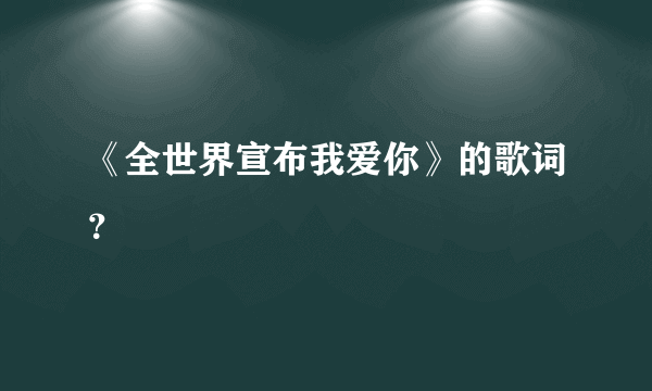 《全世界宣布我爱你》的歌词？